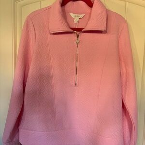 Lilly Pulitzer M NWT Eleni Pullover in Conch Shell Pink Butterfly Quilted Knit